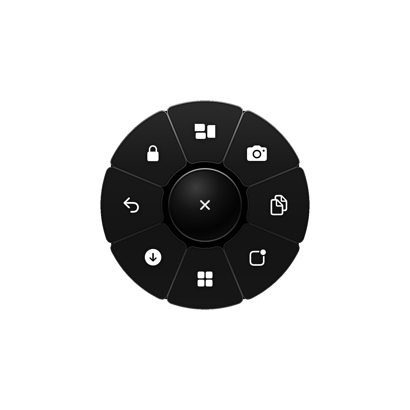 The Qark radial menu for Mac, a ring of actions around the pointer